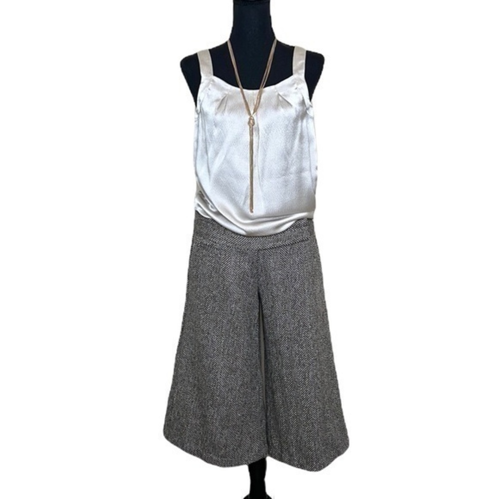 Stoosh Wide Leg Brown Tweed Culottes Pants Size 7